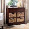 SAFAVIEH Home Collection Herman White Wash 6-Drawer Wicker Basket Storage Unit, Fully Assembled (AMH5702G)(Dark Cherry)