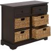 SAFAVIEH Home Collection Herman White Wash 6-Drawer Wicker Basket Storage Unit, Fully Assembled (AMH5702G)(Dark Chocolate)
