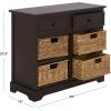 SAFAVIEH Home Collection Herman White Wash 6-Drawer Wicker Basket Storage Unit, Fully Assembled (AMH5702G)(Dark Chocolate)