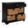 SAFAVIEH Home Collection Herman White Wash 6-Drawer Wicker Basket Storage Unit, Fully Assembled (AMH5702G)(Distressed Black)