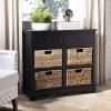 SAFAVIEH Home Collection Herman White Wash 6-Drawer Wicker Basket Storage Unit, Fully Assembled (AMH5702G)(Distressed Black)