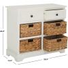 SAFAVIEH Home Collection Herman White Wash 6-Drawer Wicker Basket Storage Unit, Fully Assembled (AMH5702G)(Distressed Cream)