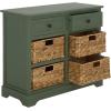 SAFAVIEH Home Collection Herman White Wash 6-Drawer Wicker Basket Storage Unit, Fully Assembled (AMH5702G)(Dusty Green)