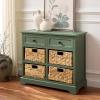 SAFAVIEH Home Collection Herman White Wash 6-Drawer Wicker Basket Storage Unit, Fully Assembled (AMH5702G)(Dusty Green)