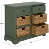 SAFAVIEH Home Collection Herman White Wash 6-Drawer Wicker Basket Storage Unit, Fully Assembled (AMH5702G)(Dusty Green)