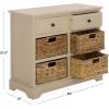 SAFAVIEH Home Collection Herman White Wash 6-Drawer Wicker Basket Storage Unit, Fully Assembled (AMH5702G)(Sand)
