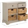 SAFAVIEH Home Collection Herman White Wash 6-Drawer Wicker Basket Storage Unit, Fully Assembled (AMH5702G)(Vintage Grey)