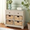 SAFAVIEH Home Collection Herman White Wash 6-Drawer Wicker Basket Storage Unit, Fully Assembled (AMH5702G)(Vintage Grey)