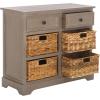 SAFAVIEH Home Collection Herman White Wash 6-Drawer Wicker Basket Storage Unit, Fully Assembled (AMH5702G)(White Washed)