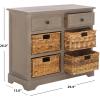 SAFAVIEH Home Collection Herman White Wash 6-Drawer Wicker Basket Storage Unit, Fully Assembled (AMH5702G)(White Washed)
