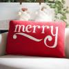 SAFAVIEH Home Collection Holiday Be Merry Red Cotton 16 x 24-inch Rectangle Decorative Accent Insert Throw Pillow