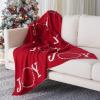 SAFAVIEH Home Collection Joy to The World Red/White 50 x 60-inch Holiday Decorative Throw Blanket