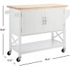 SAFAVIEH Home Collection Kesler White/Natural 2-Door 1-Shelf Trolley Kitchen Cart with Wheels