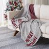 SAFAVIEH Home Collection Merry and Bright Grey/Red 50 x 60-inch Holiday Decorative Throw Blanket