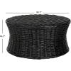SAFAVIEH Home Collection Ruxton Dark Brown Rattan Round Coffee Table Ottoman(Black)