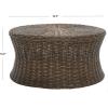 SAFAVIEH Home Collection Ruxton Dark Brown Rattan Round Coffee Table Ottoman(Brown)
