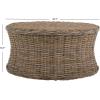 SAFAVIEH Home Collection Ruxton Dark Brown Rattan Round Coffee Table Ottoman(Natural)