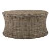 SAFAVIEH Home Collection Ruxton Dark Brown Rattan Round Coffee Table Ottoman(Natural)