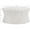 SAFAVIEH Home Collection Ruxton Dark Brown Rattan Round Coffee Table Ottoman(White)
