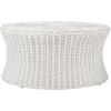 SAFAVIEH Home Collection Ruxton Dark Brown Rattan Round Coffee Table Ottoman(White)