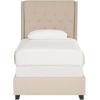 SAFAVIEH Home Collection Winslet Light Grey & Espresso Bed, Full(Light Beige)