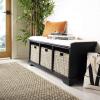 Safavieh American Homes Collection Lonan Grey and White Wicker Storage Bench(Black)