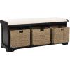 Safavieh American Homes Collection Lonan Grey and White Wicker Storage Bench(Black)