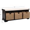 Safavieh American Homes Collection Lonan Grey and White Wicker Storage Bench(Black)