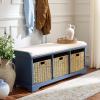 Safavieh American Homes Collection Lonan Grey and White Wicker Storage Bench(Blue)