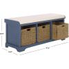 Safavieh American Homes Collection Lonan Grey and White Wicker Storage Bench(Blue)