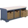 Safavieh American Homes Collection Lonan Grey and White Wicker Storage Bench(Blue)