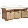 Safavieh American Homes Collection Lonan Grey and White Wicker Storage Bench(Brown)
