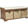 Safavieh American Homes Collection Lonan Grey and White Wicker Storage Bench(Brown)