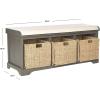 Safavieh American Homes Collection Lonan Grey and White Wicker Storage Bench(Grey)