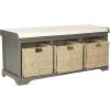 Safavieh American Homes Collection Lonan Grey and White Wicker Storage Bench(Grey)