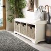Safavieh American Homes Collection Lonan Grey and White Wicker Storage Bench(White)
