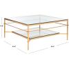 Safavieh American Homes Collection Mieka Gold Leaf Glass Couture Cocktail Table(Gold/Glass)