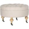 Safavieh Clara Round Ottoman(Taupe)