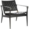 Safavieh Couture Dilan Brown and Black Woven Leather Safari Chair(Black / Black)