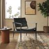 Safavieh Couture Dilan Brown and Black Woven Leather Safari Chair(Black / Black)