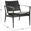 Safavieh Couture Dilan Brown and Black Woven Leather Safari Chair(Black / Black)