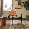 Safavieh Couture Dilan Brown and Black Woven Leather Safari Chair(Black / Brown)