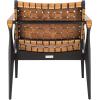 Safavieh Couture Dilan Brown and Black Woven Leather Safari Chair(Black / Brown)