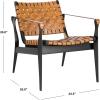 Safavieh Couture Dilan Brown and Black Woven Leather Safari Chair(Black / Brown)