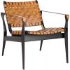 Safavieh Couture Dilan Brown and Black Woven Leather Safari Chair(Black / Brown)