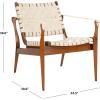 Safavieh Couture Dilan Brown and Black Woven Leather Safari Chair(Cream / Light Brown)
