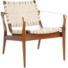 Safavieh Couture Dilan Brown and Black Woven Leather Safari Chair(Cream / Light Brown)