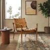 Safavieh Couture Dilan Brown and Black Woven Leather Safari Chair(Light Brown / Brown)