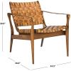 Safavieh Couture Dilan Brown and Black Woven Leather Safari Chair(Light Brown / Brown)