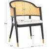 Safavieh Couture Home Collection Rogue Natural Rattan Living Room Dining Accent Chair (Fully Assembled) SFV4106B(Black / Natural)